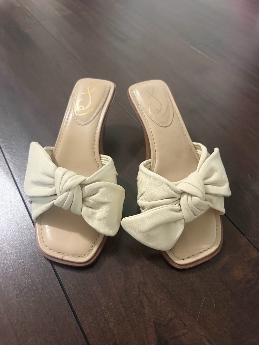 Sam Edelman Cream Knot Bow Slide Low Heel